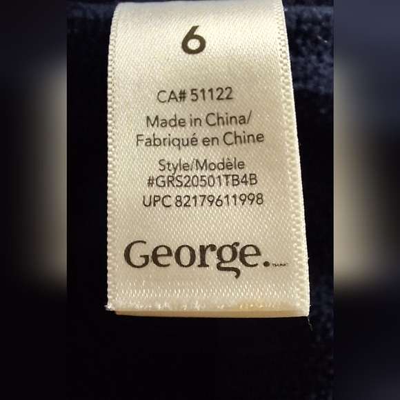 George Boys Jacket Size 6 — Navy Blue Red Stripe Hooded Windbreaker, Excellent - Picture 6 of 9